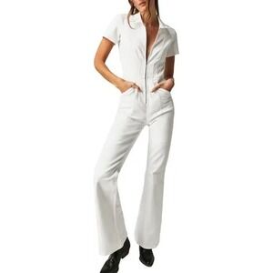 Free People We The Free Jayde Flare Jumpsuit in Pure White, Women's Size Small
